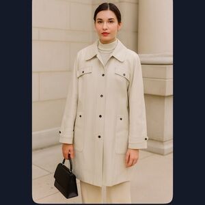 Forecaster of Boston Vintage Faux Fur Lined Long Cream Coat Women's Plus Size 16